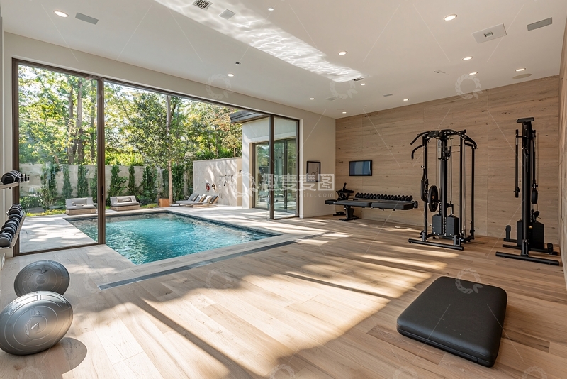 高清大图下载【趣麦麦图】室内泳池健身房