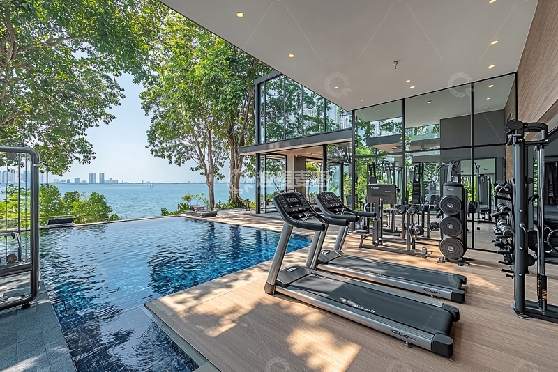 高清大图下载【趣麦麦图】海景泳池别墅健身房
