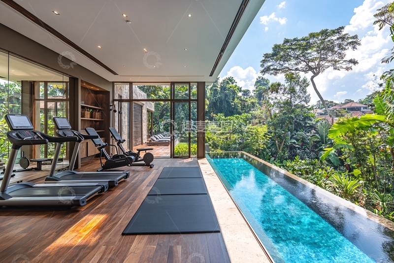 高清大图下载【趣麦麦图】高端私家泳池健身房