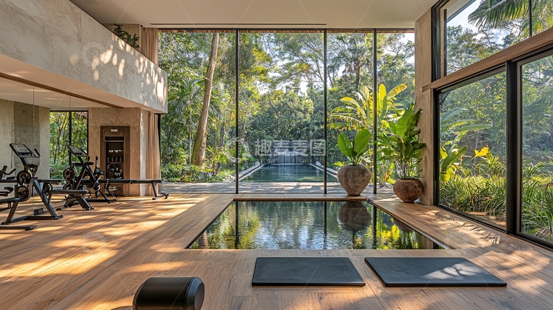 高清大图下载【趣麦麦图】室内健身房泳池