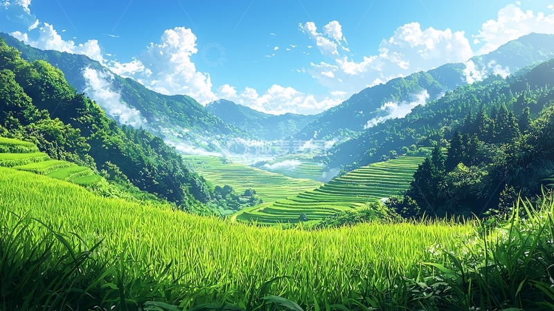 高清大图下载【趣麦麦图】山峦叠嶂梯田美景