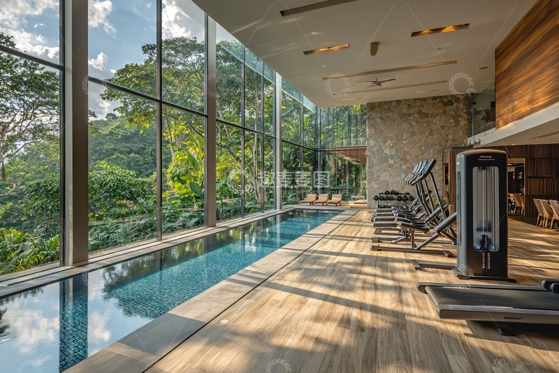 高清大图下载【趣麦麦图】高端健身房室内泳池