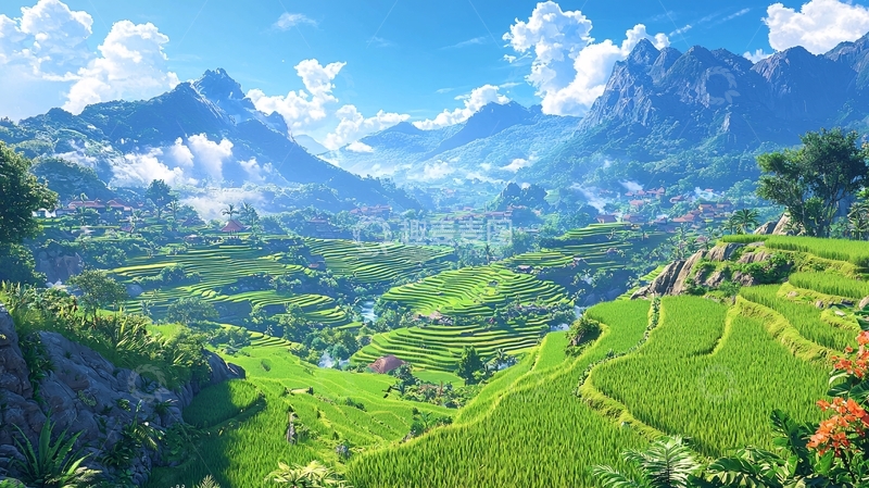 高清大图下载【趣麦麦图】山峦叠嶂的翠绿山谷