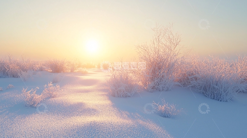 高清大图下载【趣麦麦图】冬日雪景日出