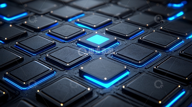 高清大图下载【趣麦麦图】蓝色光效科技感方块