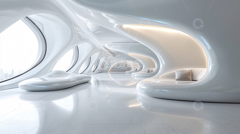 高清大图下载【趣麦麦图】流线型白色室内设计
