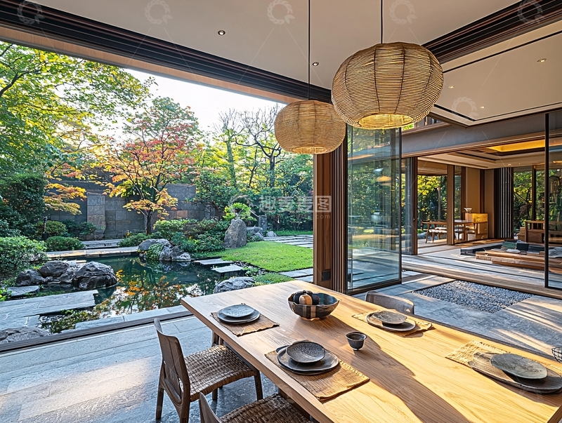 高清大图下载【趣麦麦图】庭院餐厅景色