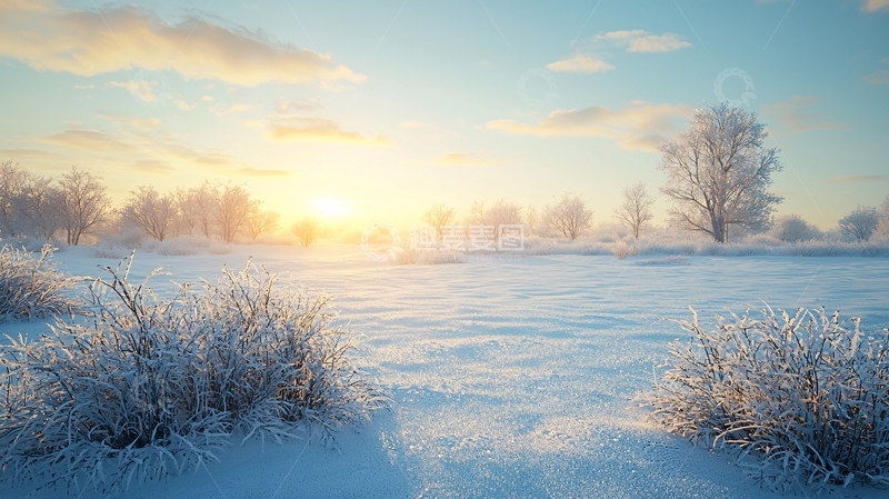 高清大图下载【趣麦麦图】冬日雪景日出