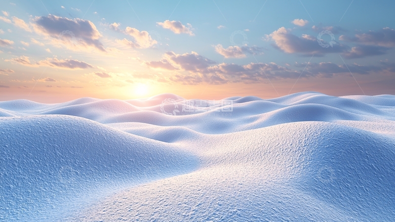 高清大图下载【趣麦麦图】雪地日落