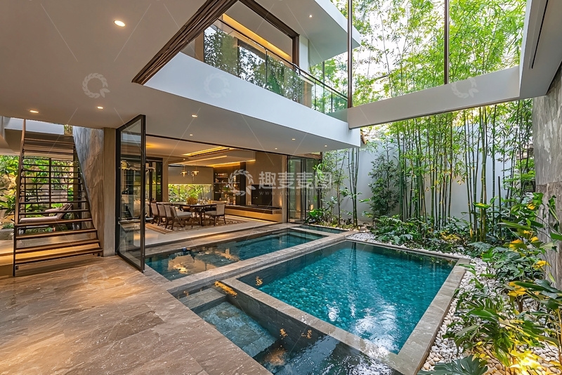 高清大图下载【趣麦麦图】现代别墅室内泳池设计