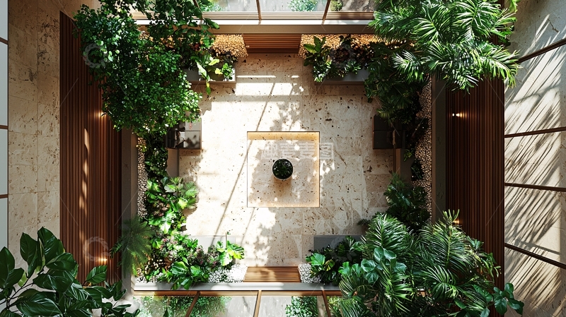 高清大图下载【趣麦麦图】室内庭院鸟瞰图