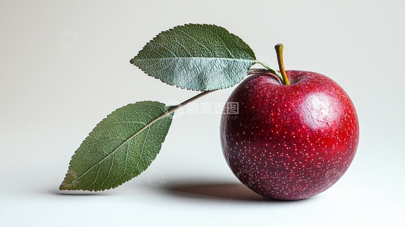 高清大图下载【趣麦麦图】红苹果带叶子的特写