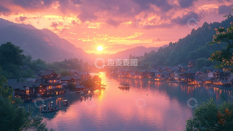 高清大图下载【趣麦麦图】-夕阳西下