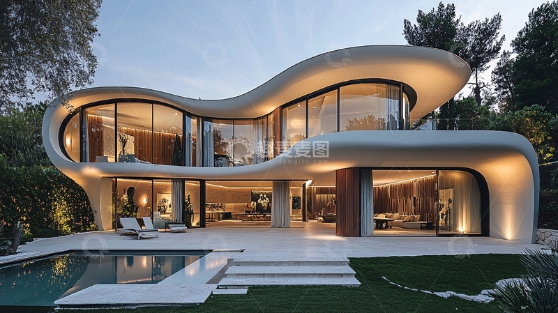 高清大图下载【趣麦麦图】流线型现代别墅