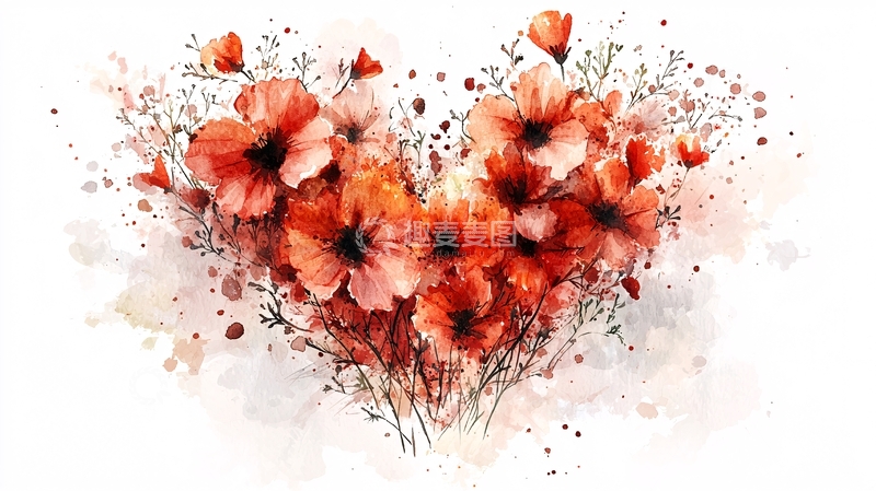 高清大图下载【趣麦麦图】红色花朵爱心形状