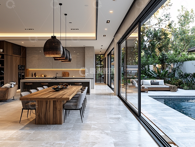 高清大图下载【趣麦麦图】现代简约开放式厨房餐厅