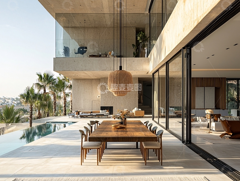 高清大图下载【趣麦麦图】现代简约别墅户外用餐区