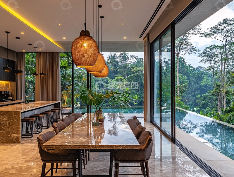 高清大图下载【趣麦麦图】现代简约风格别墅餐厅