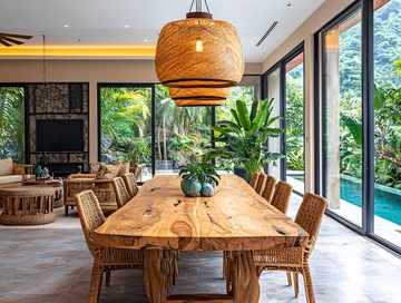 现代轻奢原木长餐桌