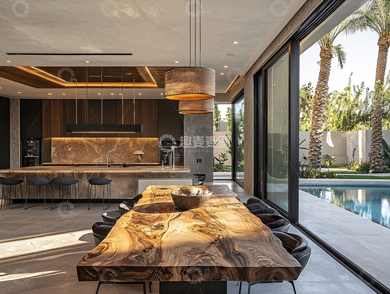 高清大图下载【趣麦麦图】现代简约别墅厨房餐厅
