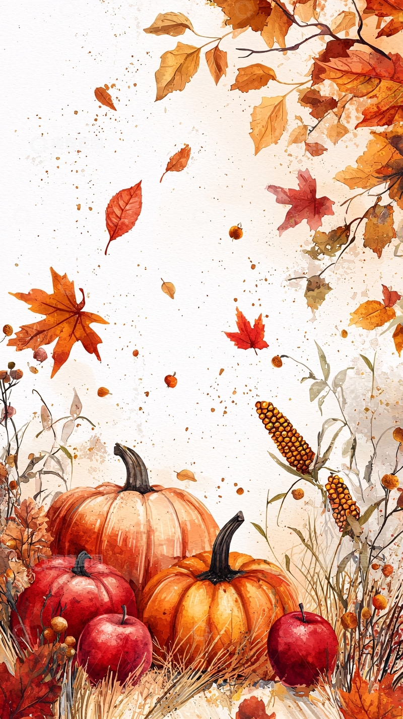 高清大图下载【趣麦麦图】秋季水彩南瓜