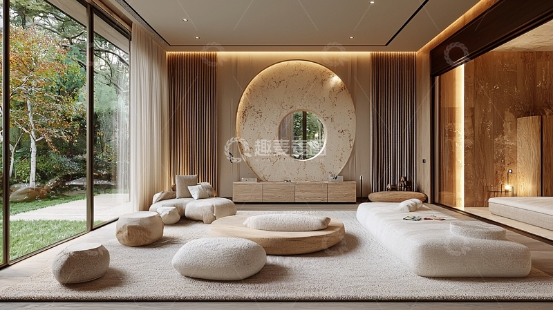 高清大图下载【趣麦麦图】极简日式禅意客厅