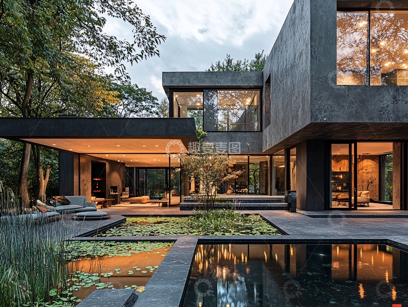 高清大图下载【趣麦麦图】现代风格别墅夜景