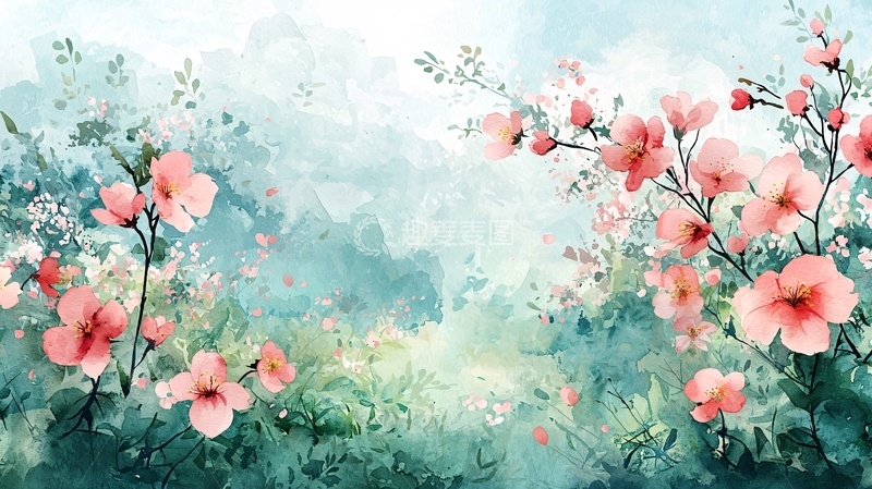 高清大图下载【趣麦麦图】水彩花卉背景图