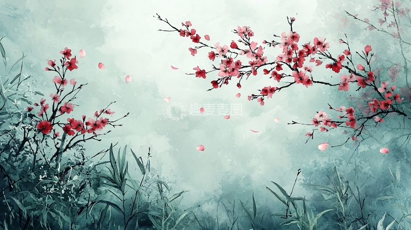 高清大图下载【趣麦麦图】朦胧意境樱花树