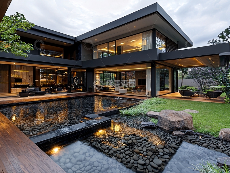 高清大图下载【趣麦麦图】现代简约别墅夜景