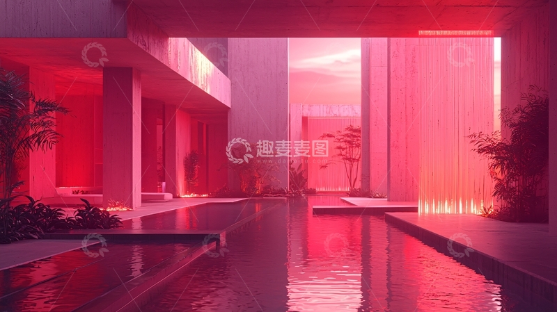 高清大图下载【趣麦麦图】粉色室内泳池