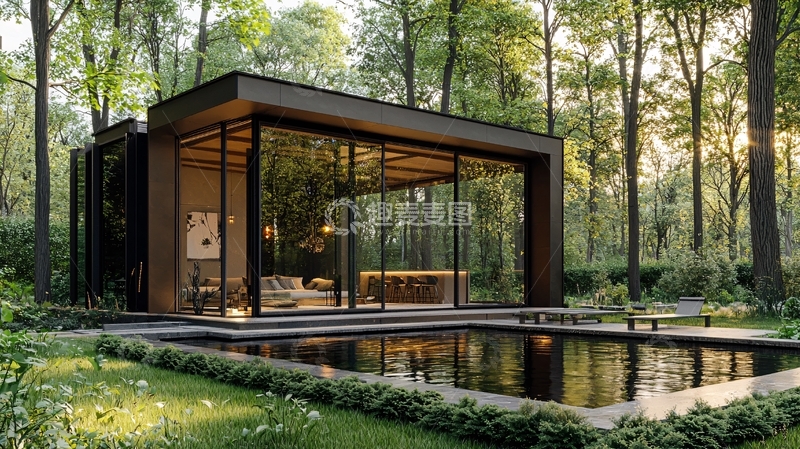 高清大图下载【趣麦麦图】森林玻璃屋
