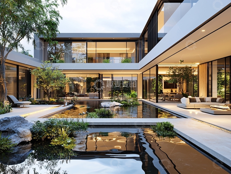 高清大图下载【趣麦麦图】现代庭院别墅