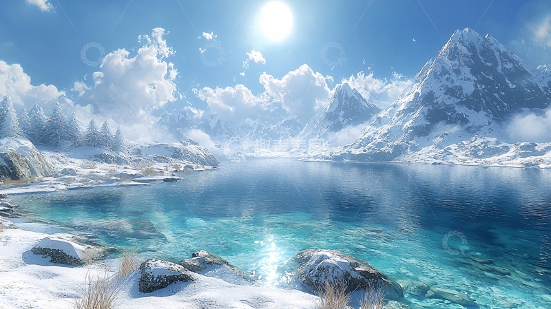 高清大图下载【趣麦麦图】雪山湖泊风景