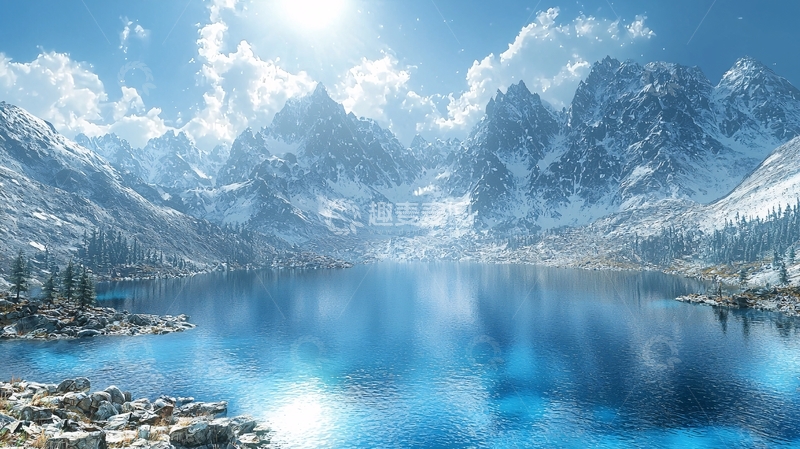 高清大图下载【趣麦麦图】雪山湖泊风景