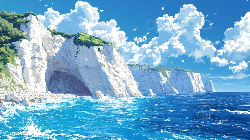 高清大图下载【趣麦麦图】阳光下的白色悬崖峭壁