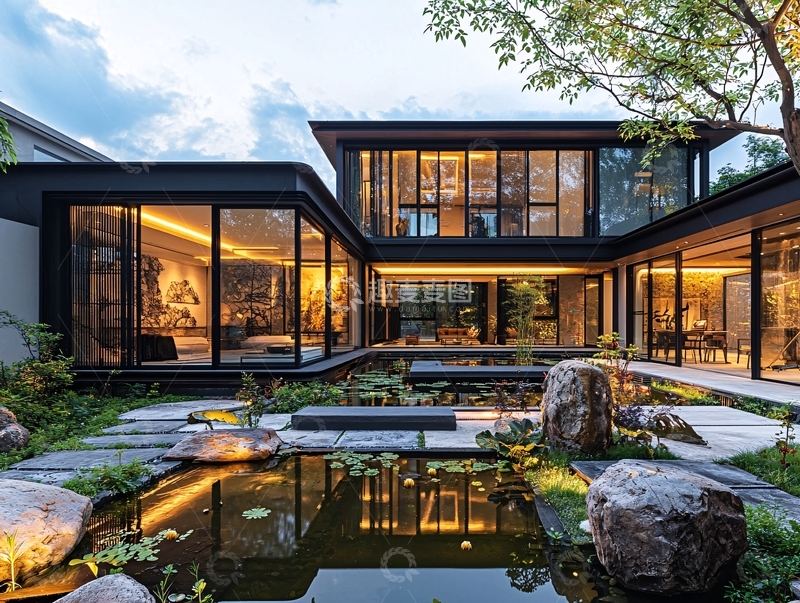 高清大图下载【趣麦麦图】现代风格别墅夜景