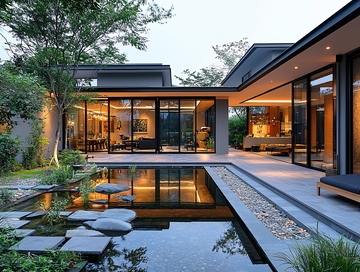 现代简约别墅庭院