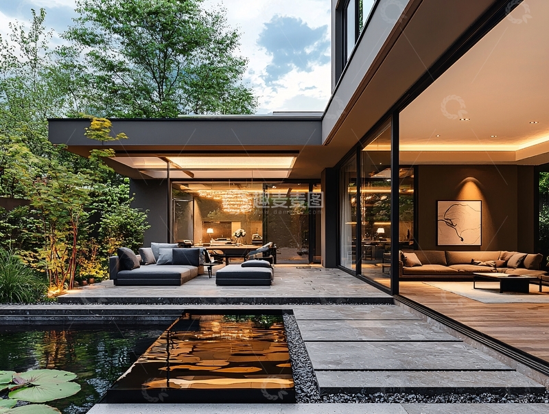 高清大图下载【趣麦麦图】现代简约庭院别墅