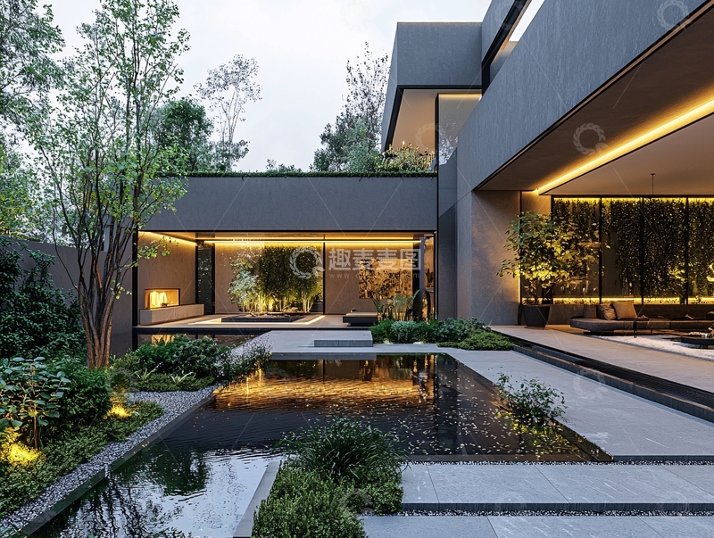 高清大图下载【趣麦麦图】现代风格别墅庭院