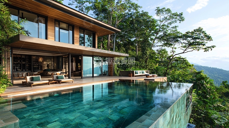 高清大图下载【趣麦麦图】山顶别墅泳池