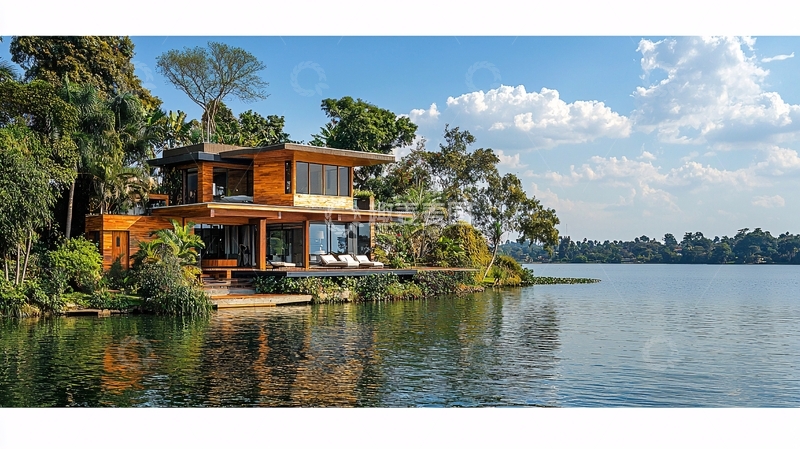 高清大图下载【趣麦麦图】-湖边木屋