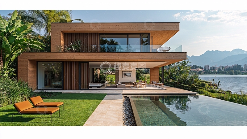 高清大图下载【趣麦麦图】现代简约湖景别墅