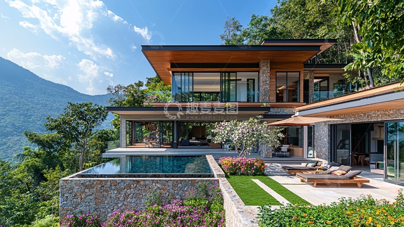 高清大图下载【趣麦麦图】山景泳池别墅