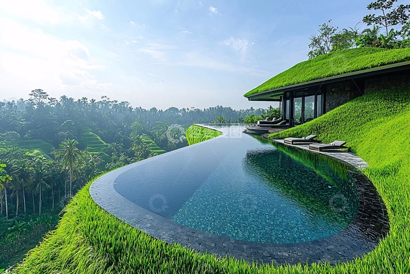 高清大图下载【趣麦麦图】悬崖边无边泳池