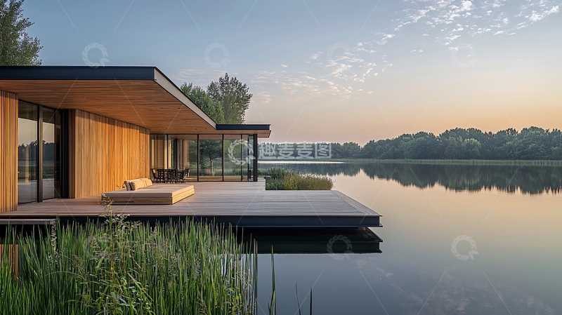 高清大图下载【趣麦麦图】湖边木屋