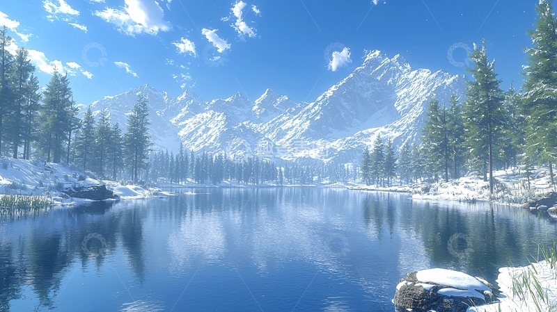 高清大图下载【趣麦麦图】雪山湖泊风景