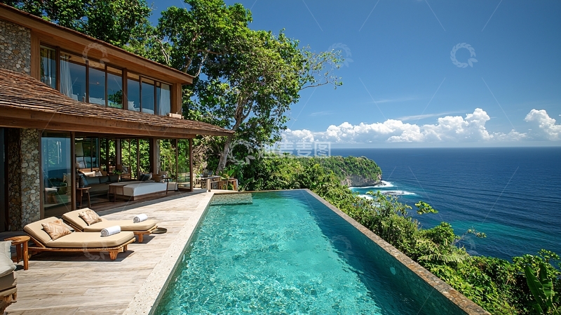 高清大图下载【趣麦麦图】海景别墅无边泳池