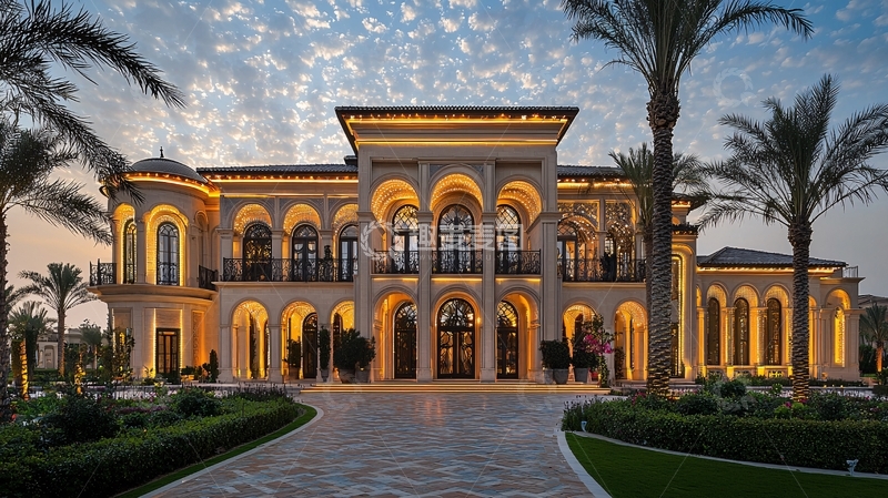 高清大图下载【趣麦麦图】奢华别墅夜景