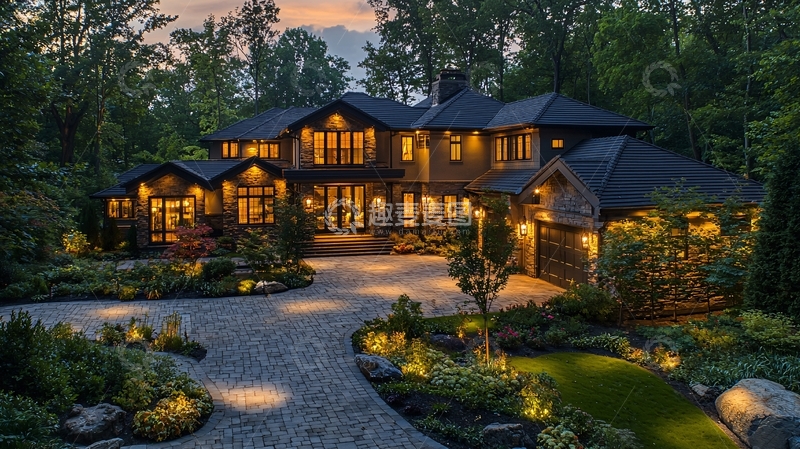 高清大图下载【趣麦麦图】夜晚别墅夜景